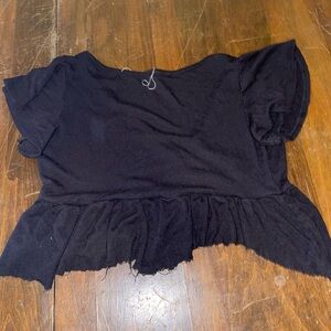 Madewell Black Ruffle Hem Blouse